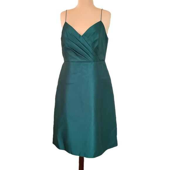 New Alfred Sung D777 Satin Cocktail Dress size 16 Hunter - Picture 1 of 5